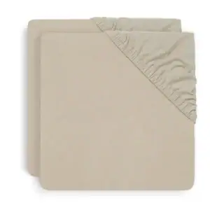 Hoeslaken Ledikant Jersey - Nougat - 2 Stuks