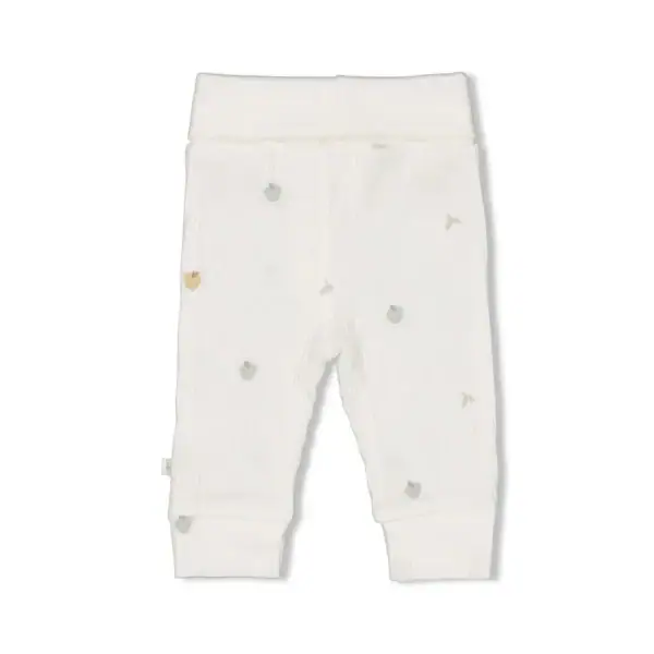 Baby ribbroek met herfstachtige print, zacht en comfortabel voor kleintjes.