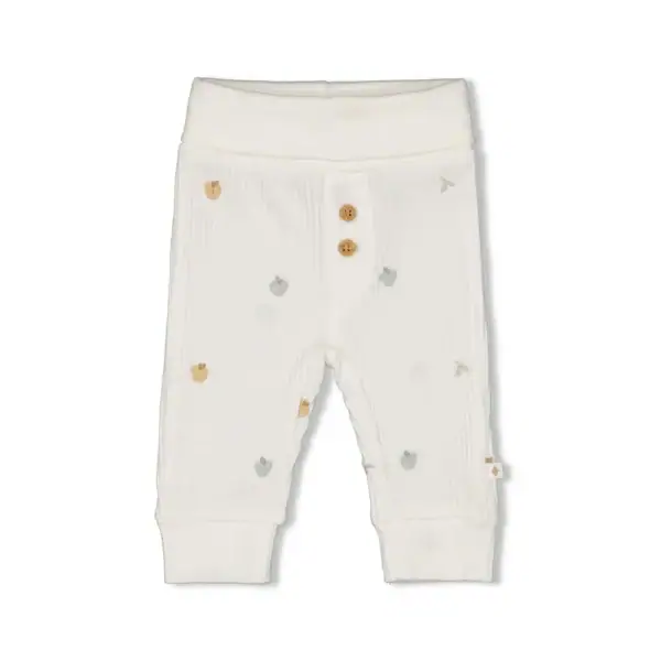 Babybroek rib AOP met herfstkleurige hartjes, comfortabel en stijlvol voor baby's.