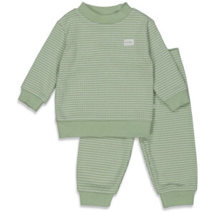 Baby wafelpyjama in blauw, zacht en comfortabel voor jonge kinderen.