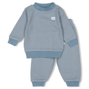Baby Feetje pyjama wafelblauw, zacht en comfortabel voor baby's slaap.