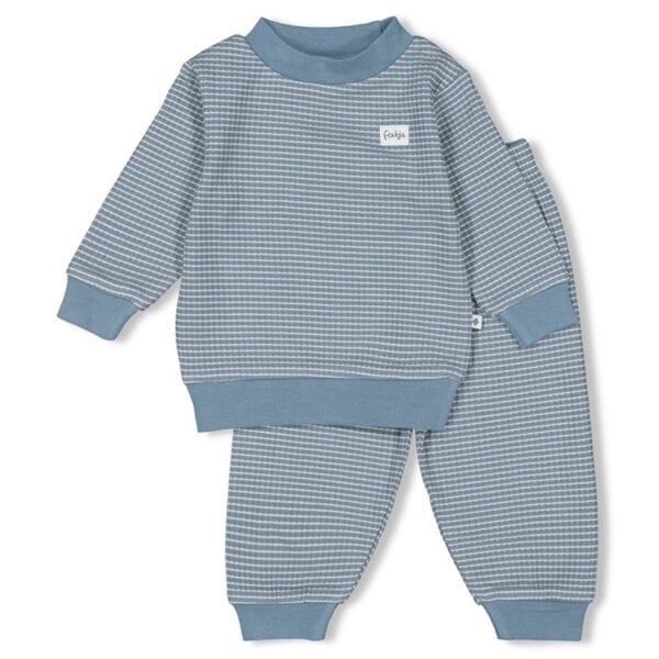 Baby Feetje pyjama wafelblauw, zacht en comfortabel voor baby's slaap.