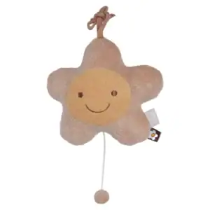 Baby muziekhanger met bloemvorm en vrolijk gezicht, perfect voor babykamers.