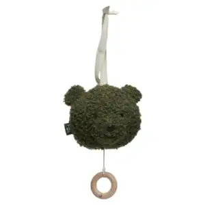 Baby Teddy Bear muziekhanger in Leaf Green, perfect voor babykamers.