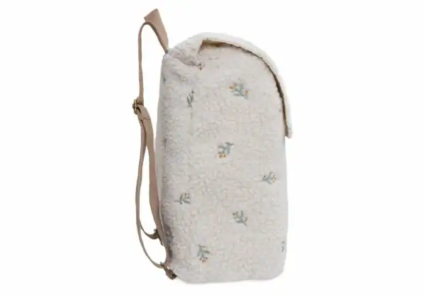 Baby Teddy Lovely rugtas met naam, zachte fleece, ideaal voor babyspullen.
