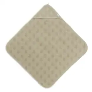 Baby badcape van badstof, 75x75cm, Miffy jacquard in olijfgroen.