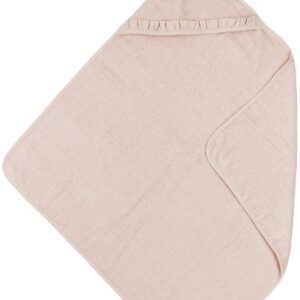 Meyco badcape van badstof 80x80cm met ruffle in Soft Pink, gepersonaliseerd met naam optioneel.
