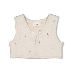 Baby gilet Feetje AOP offwhite melange, zacht en comfortabel voor baby's.