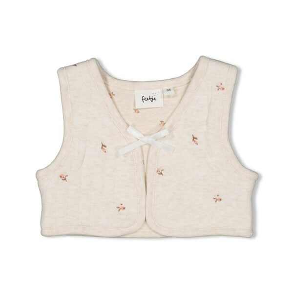 Baby gilet Feetje AOP offwhite melange, zacht en comfortabel voor baby's.