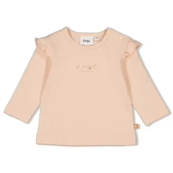Baby shirt met lange mouwen in licht roze, perfect voor meisjes.