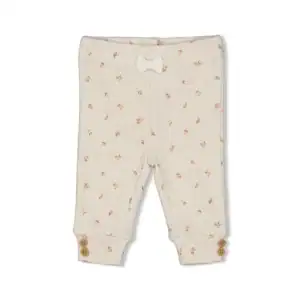 Baby Feetje broek met ribstof en kleine bloemprint, offwhite melange.