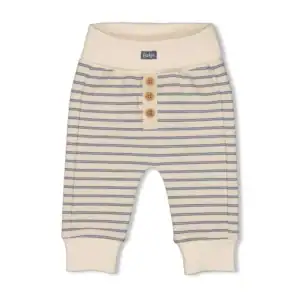 Baby Feetje broek met strepen in creme en blauw, comfortabele pasvorm.