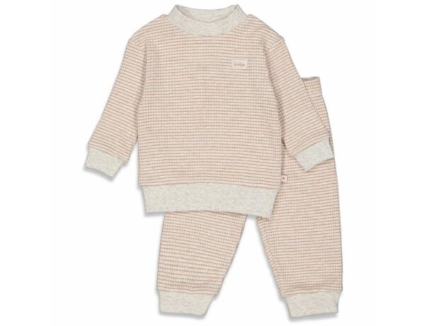 Gezellige babypyjama van wafelstof, perfect voor comfort en warmte.