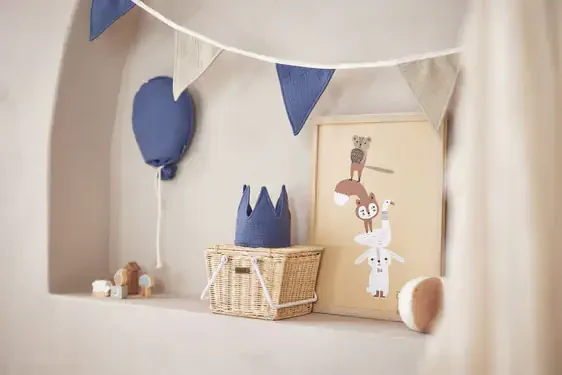 Jollein ballon in jeansblauw met naamoptie voor babykamer decoratie.